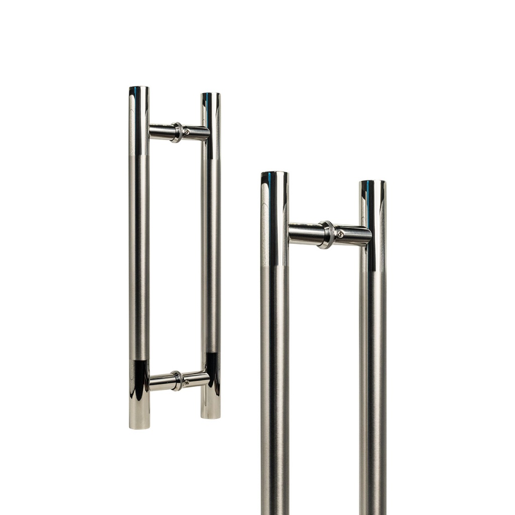 Puxador Duplo Barra Porta Vidro Madeira Inox Vita 300mm 30cm