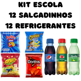 Kit Escola 12 salgadinhos Elma Chips Sortidos + 12 Refrigerantes 200ml pet em Oferta na Shopee