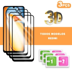 Kit 3 Película 3D Vidro Temperado Para Xiaomi Redmi Note 13 Pro Note 12 Pro Note 11 Pro Note 10 Note 9 Note 8 Note 7 13C
