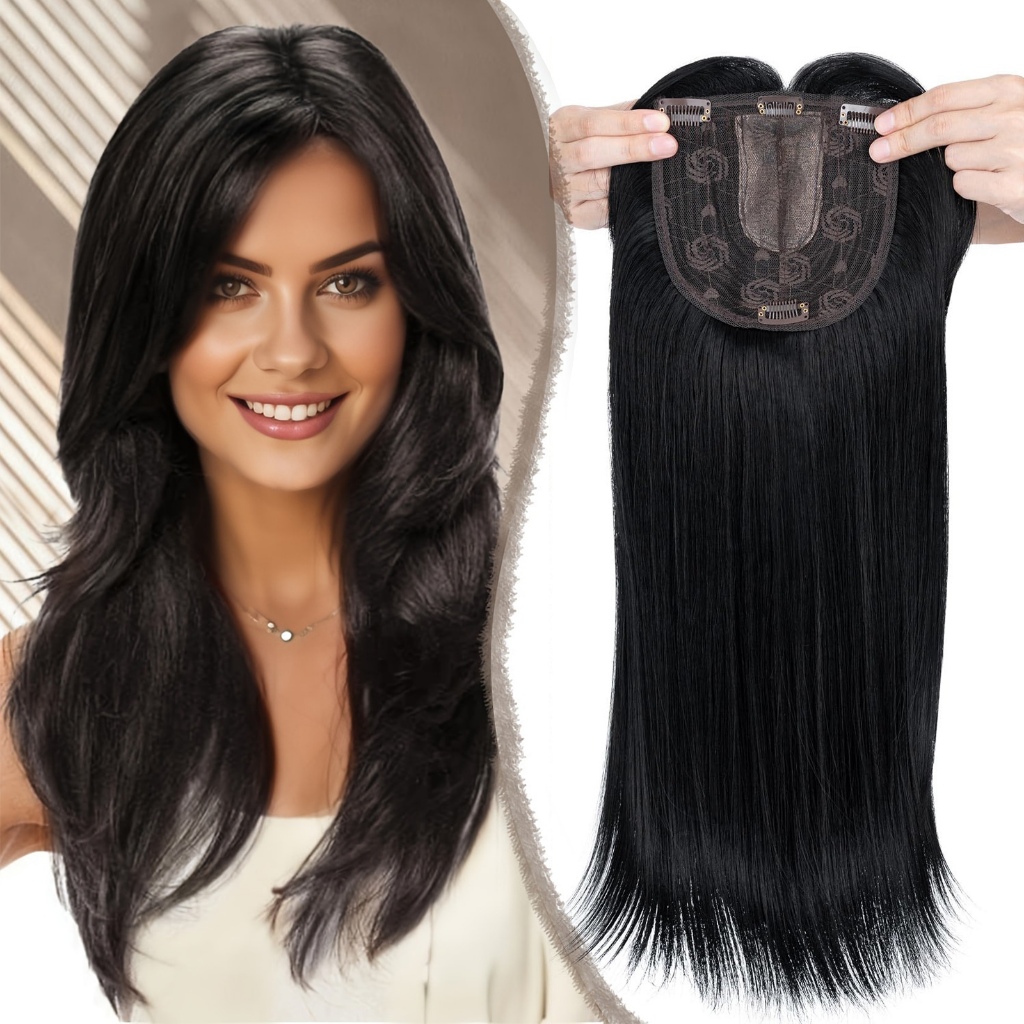 45cm Toppers de Cabelo com Franja Para Mulheres com Cabelo Ralo de Fibra Orgânica em Oferta na Shopee