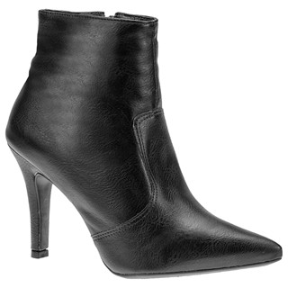 Bota Feminina Bico Fino Cano Curto Salto Alto Fino Confortável com Zíper Lateral 174