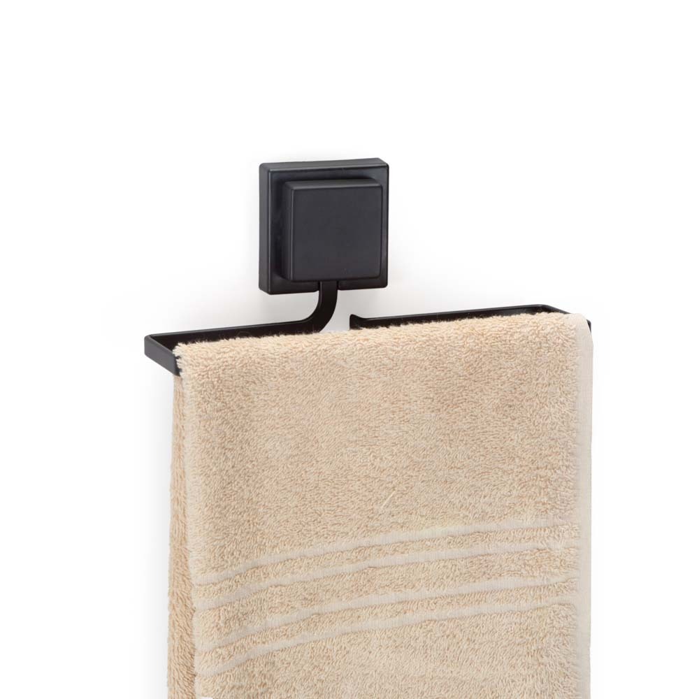 Porta Toalha de Rosto Piatina Black com Dupla Face 3M Toalheiro Preto Sem Furos na Parede Arthi - Home & Living