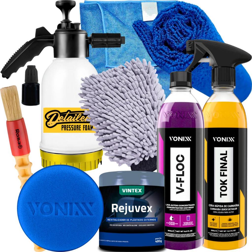 Kit Para Lavar Moto Shampoo V-Floc Cera Tok Final Pulverizador Snow Foam Luva Pano em Oferta na Shopee