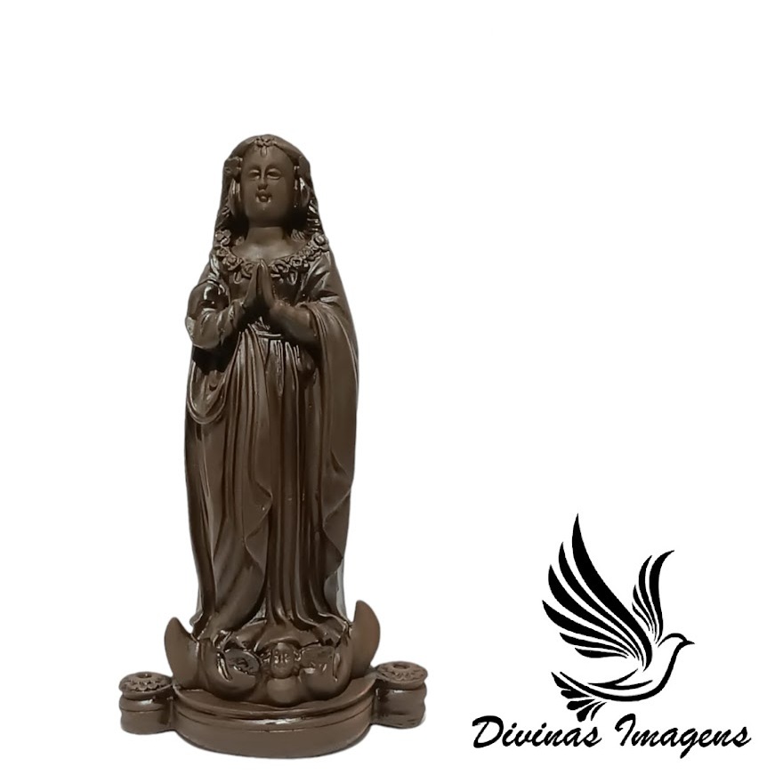 Imagem Nossa Senhora Aparecida Fac Símile Marrom Gesso Premium Pintada Marrom