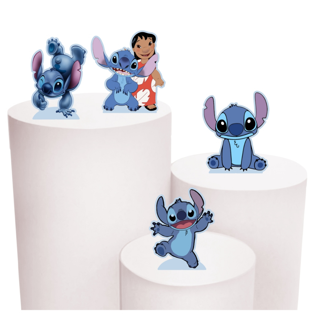 Kit de Display 4 Totens de 20cm para Decoração de Festa Lilo e Stitch em MDF Cortado a Laser em Oferta na Shopee