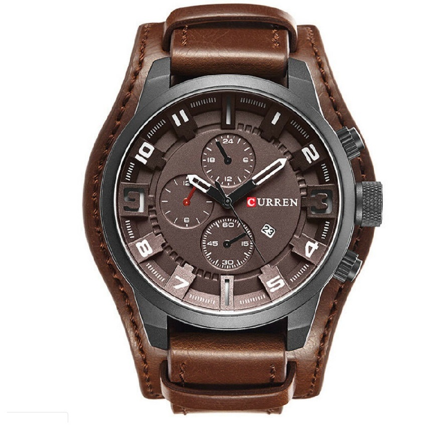 Relógio Masculino Original Curren 8225 Couro Casual Militar Social Luxo com caixa