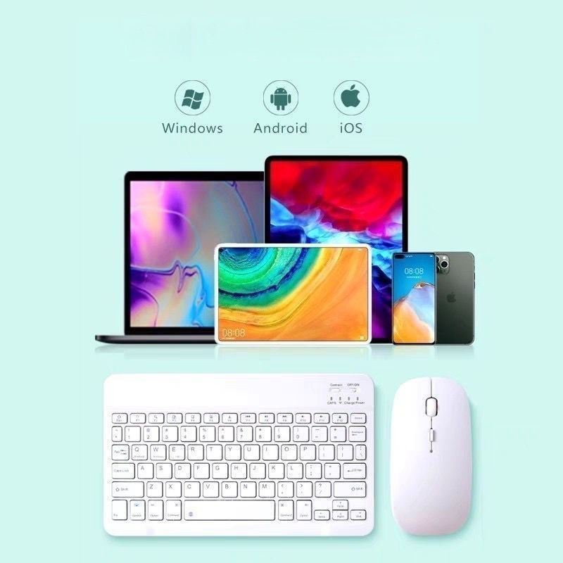 Kit Teclado e Mouse Sem Fio Bluetooth Colorido Macaron Para PC iPad Tablet Notebook em Oferta na Shopee