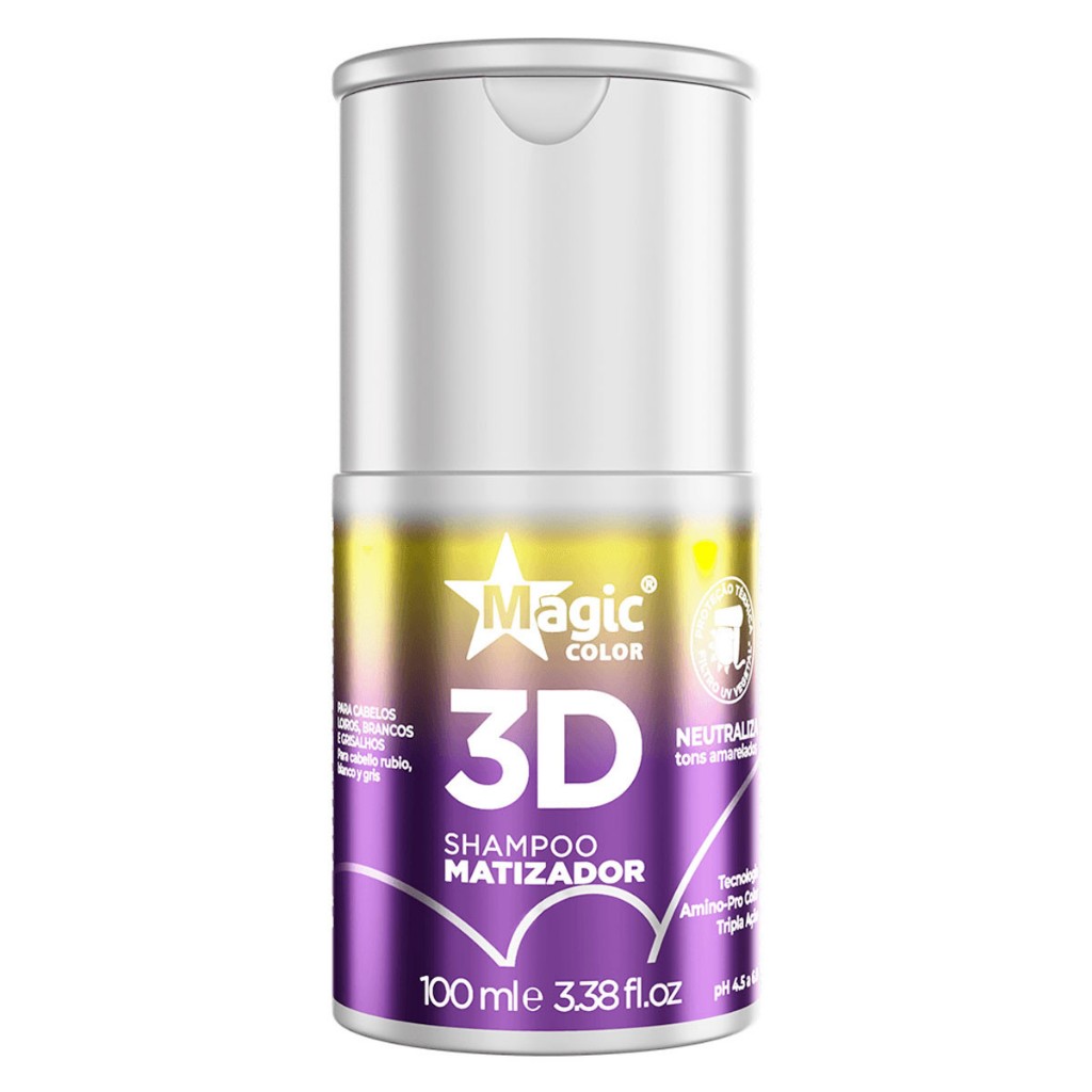 Shampoo Matizador 3D 100ml Magic Color Cabelos Loiros brancos e grisalhos