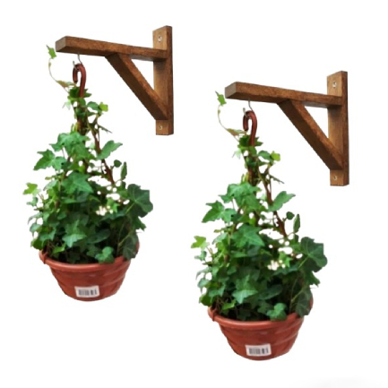 Kit 2 Mão Francesa Suporte Para Pendurar Vaso De Planta Na Parede Gancho Cedro