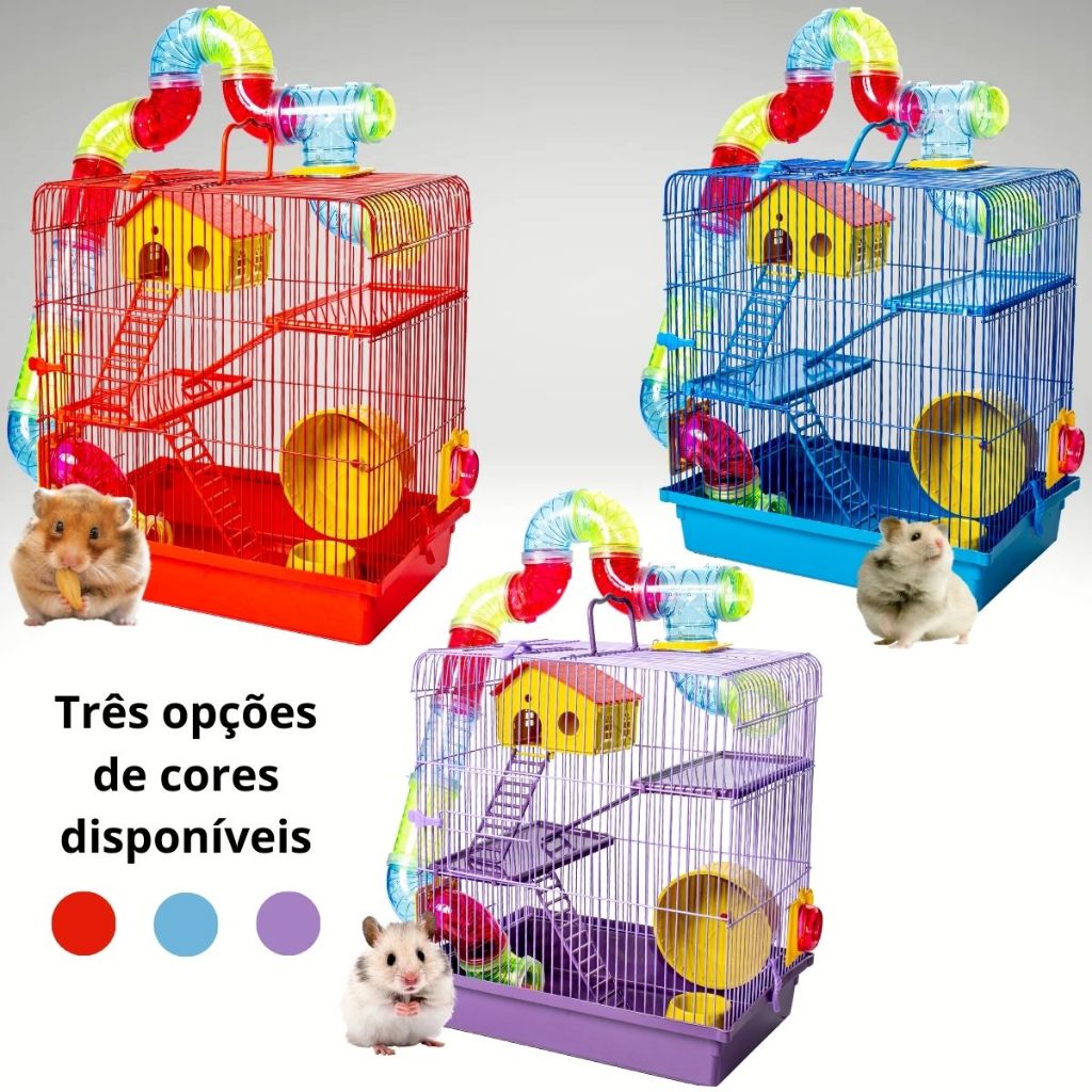 Gaiola Hamster 3 Andares Tubo Luxo Labirinto Grande Hamster Acessórios em Oferta na Shopee