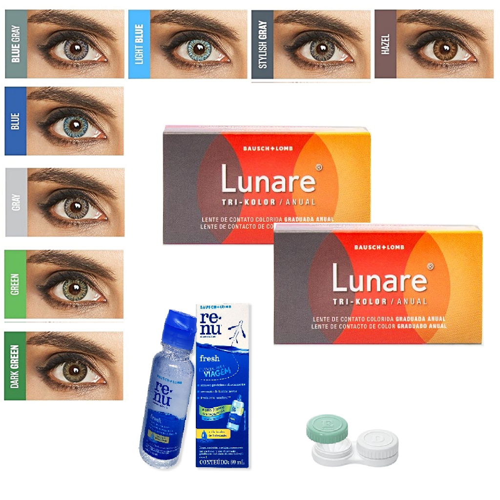 Lente De Contato Colorida Lunare Anual Bausch + Lomb - Com Grau - MIOPIA em Oferta na Shopee