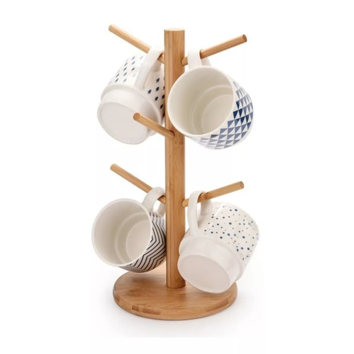 Árvore para Canecas Suporte Xícara Café com 6 Ganchos Suporte Caneca Café Madeira Balcão Bar de Café em Oferta na Shopee