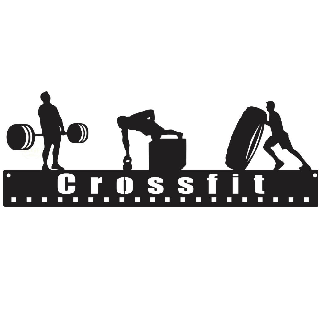 Porta Medalhas CrossFit Academia Treino levantamento de peso quadro MDF Preto
