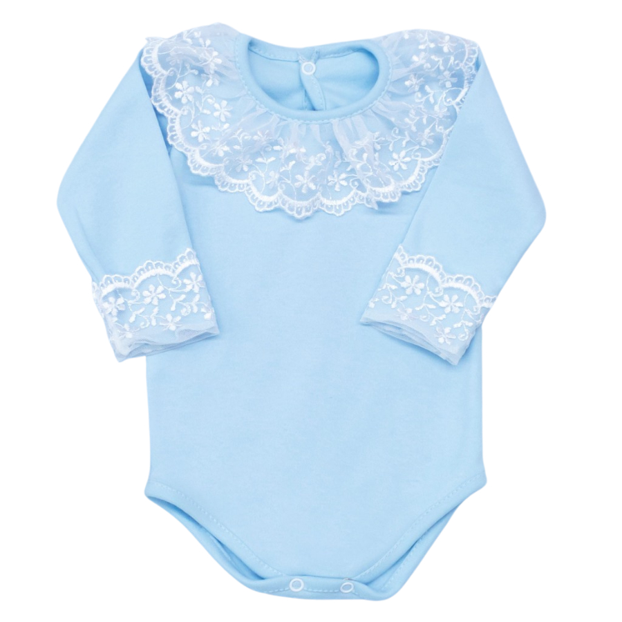 Body Bebê Menina Manga Longa Renda Luxo Feminina Infantil Maternidade - Body Infantil para Menina