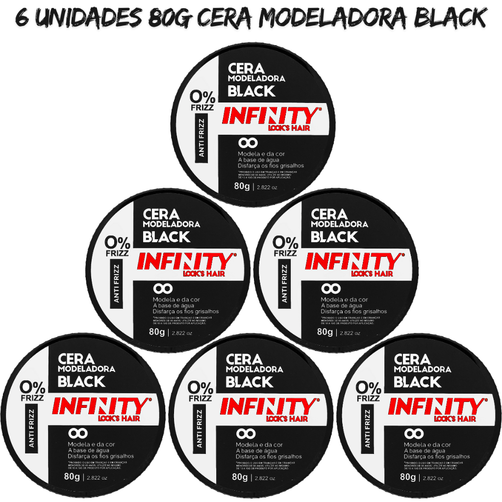 Cera Modeladora Efeito Black 80g Infinity Looks Hair 6 Un Modela e da Cor