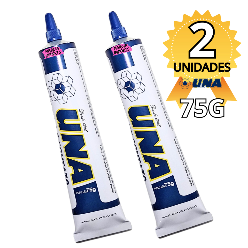 2 Colas Adesivo de contato da UNA Produto de alta Qualidade com 75g 2 unidades com Rapida Fixação em Oferta na Shopee