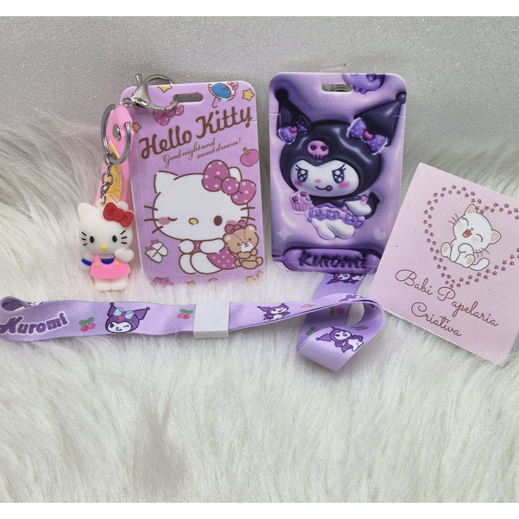Porta crachá, cartão de alta qualidade com cordão ou chaveiro - Sanrio, Hello Kitty, Kuromi em Oferta na Shopee