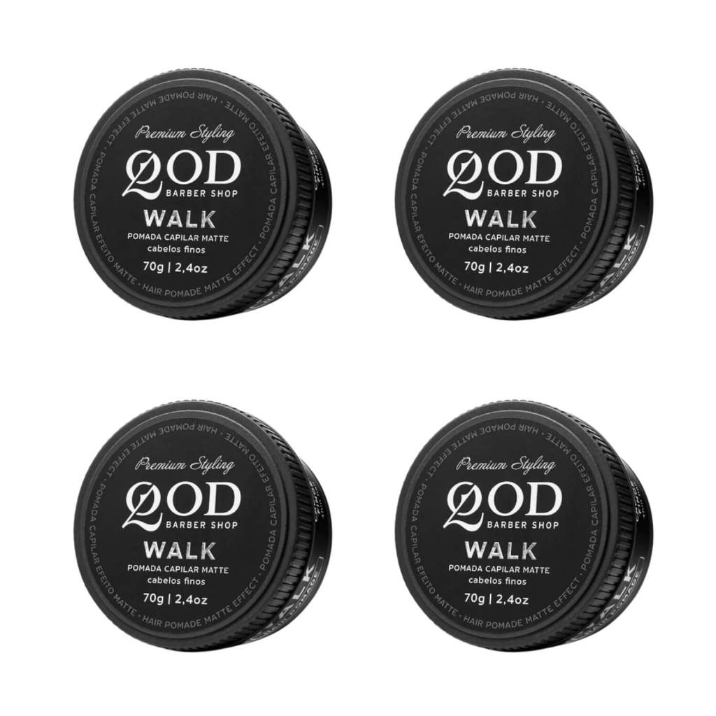 Pomada Modeladora Cabelo Qod Walk Matte Fixação Média - 4 Unidades