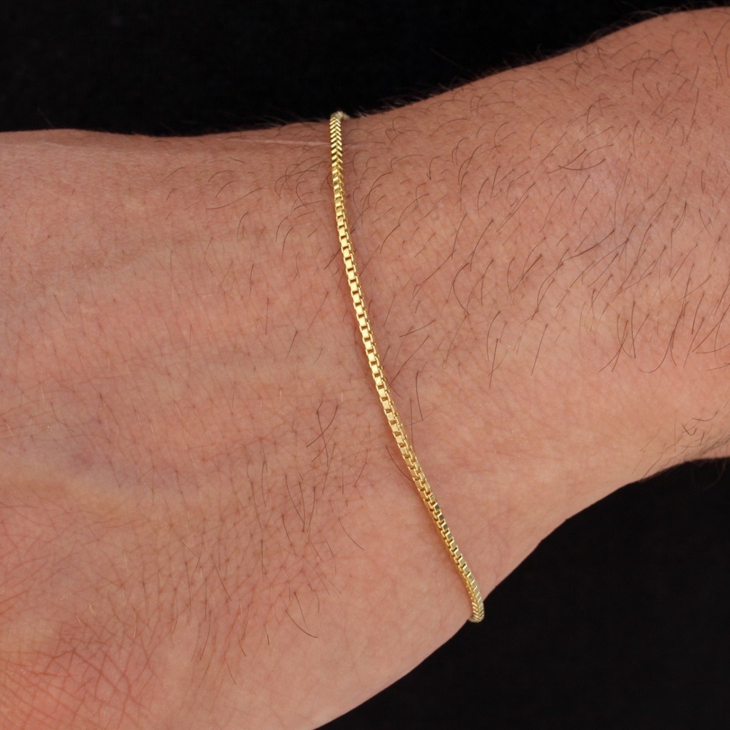 Pulseira masculina Fina 0.8mm Veneziana Banhado A Ouro 18k