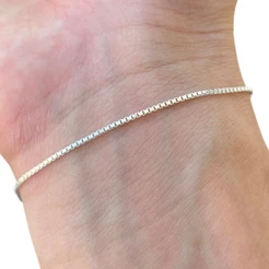 Pulseira Masculina Prata Fina 0.8mm Veneziana Banhada Prata 925