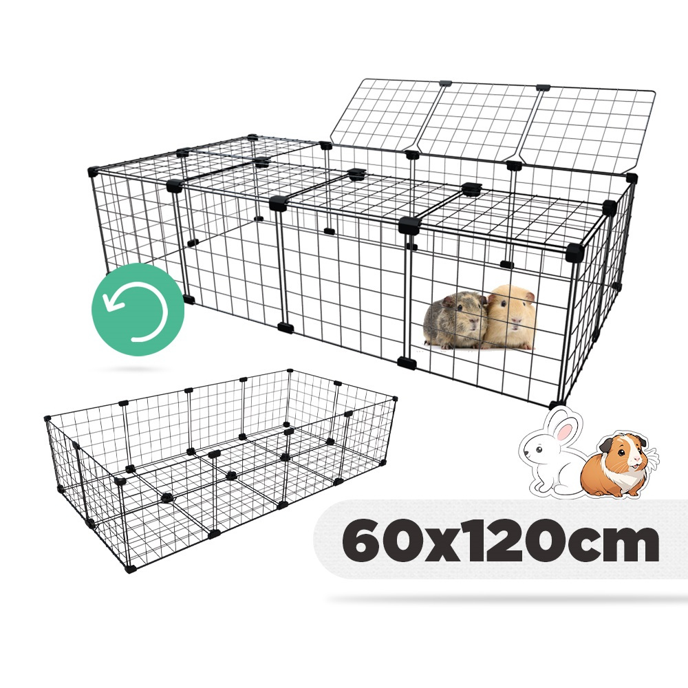 Cercado Pet para Porquinho da Índia 60x120cm Uso Duplo com Tela Aramada Coelho Jabuti Amplo e Versátil para 2 Porquinhos