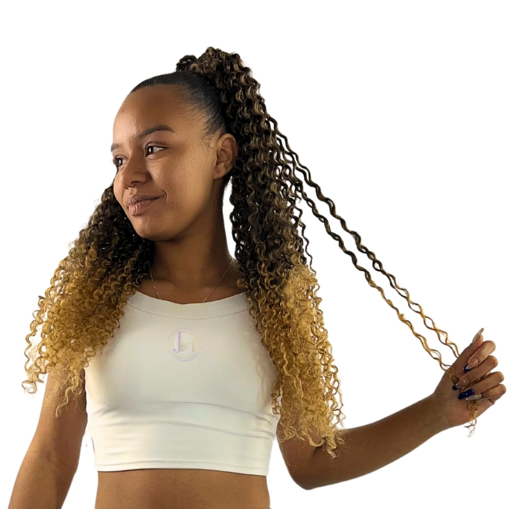Cabelo Aplique Rabo De Cavalo Cacheado Orgânico 80cm Zhang Hair