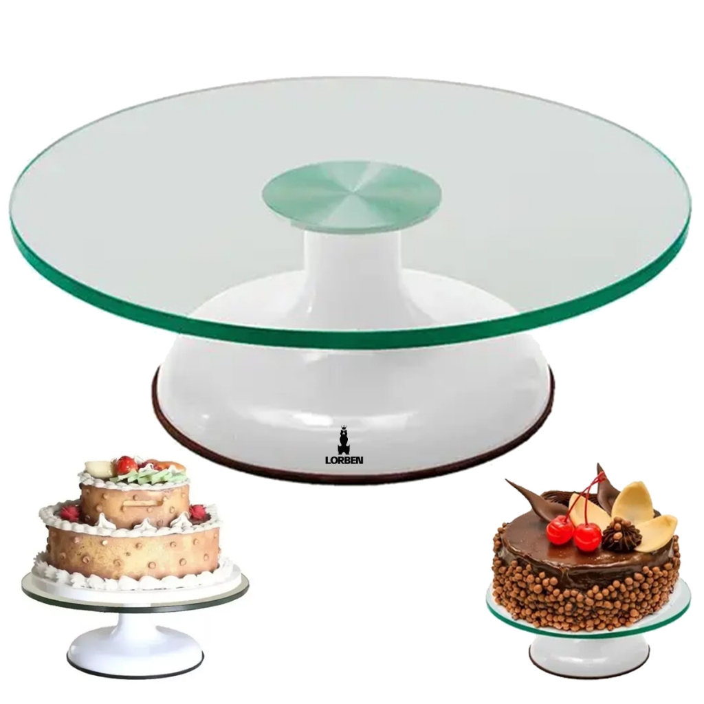 Bailarina Vidro Giratória Lorben Bolos Tortas 360° Redondo Transparente com Rolamento Duplo em Oferta na Shopee