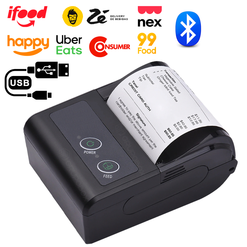 Impressora Termica Bluetooth Cupom Pedidos Portatil Compativel Android IOS Bluetooth Windows 58mm em Oferta na Shopee
