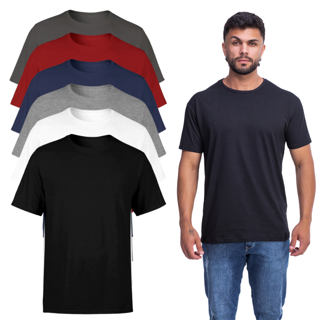 Kit com 10 Camisetas Premium Mascuina Lisa 100% Algodão AMGK