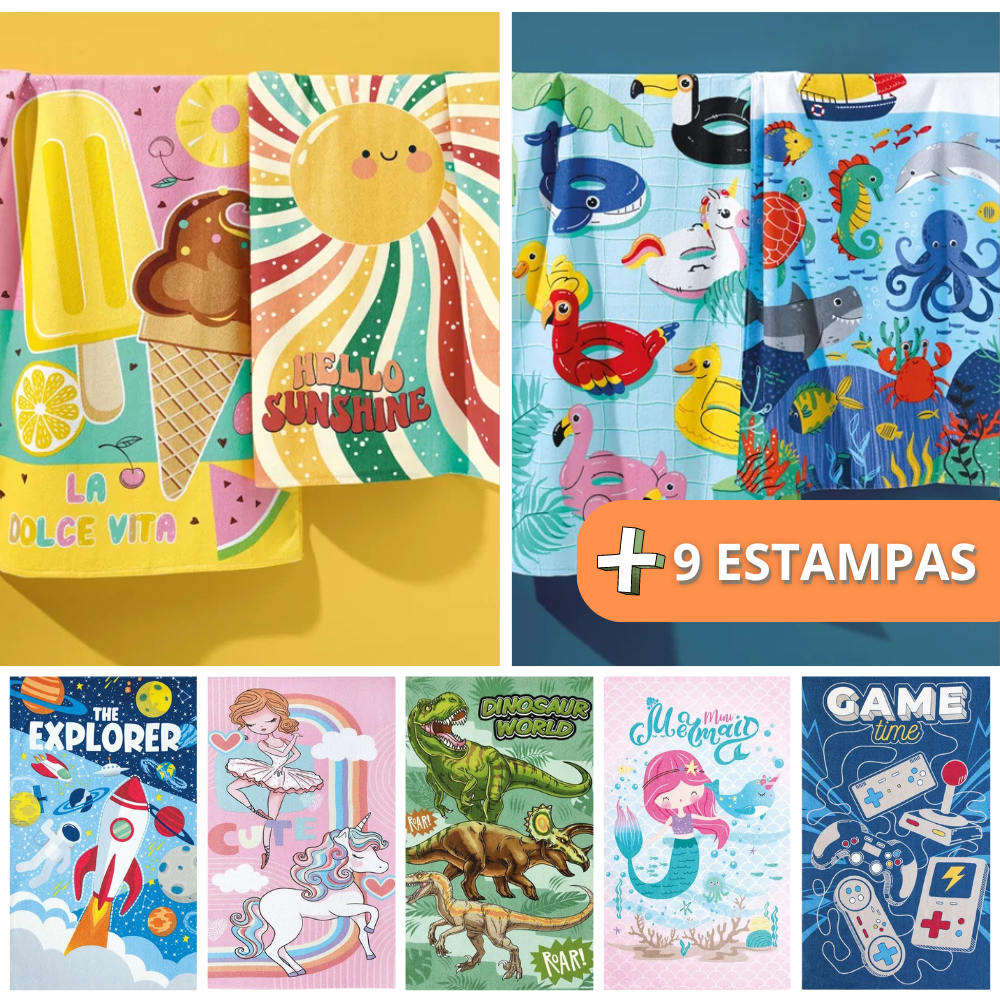 Toalha De Banho Infantil Estampadas Dohler Menino E Menina Felpuda 100% Algodão - Mom & Baby