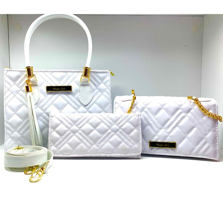 Kit de Bolsas feminina Transversais MZ com carteira Porta cartões Linha Luxo Varias Cores