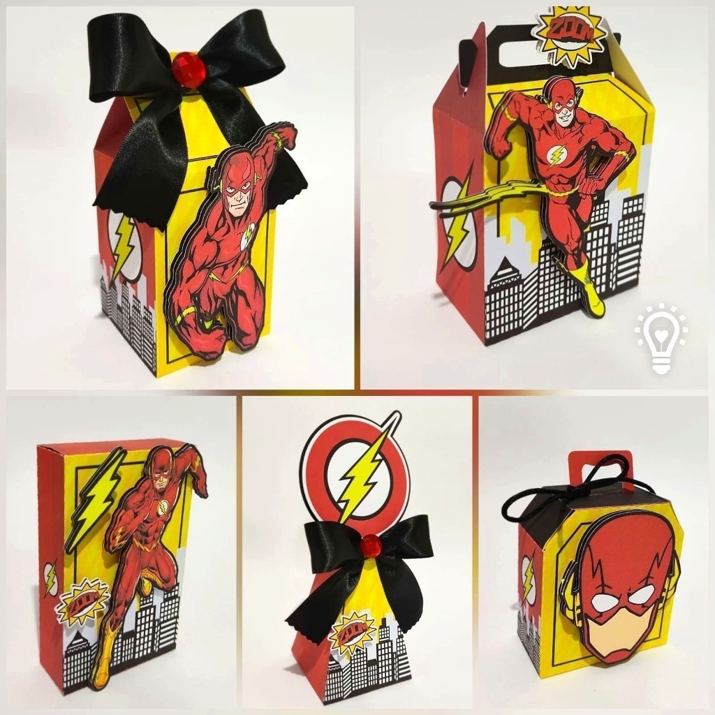 Personalizados para festa Flash- Caixinhas Personalizadas Super heróis Flash CORTADAS | COLADAS (COD. 05)