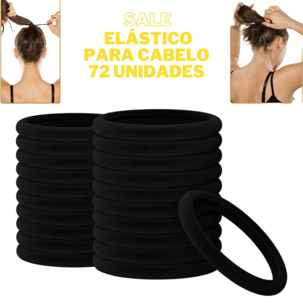 72 Pçs Elásticos de cabelo, Sem costura, Xuxa Meia Malha na cor Preta, elásticos não Marca no Cabelo