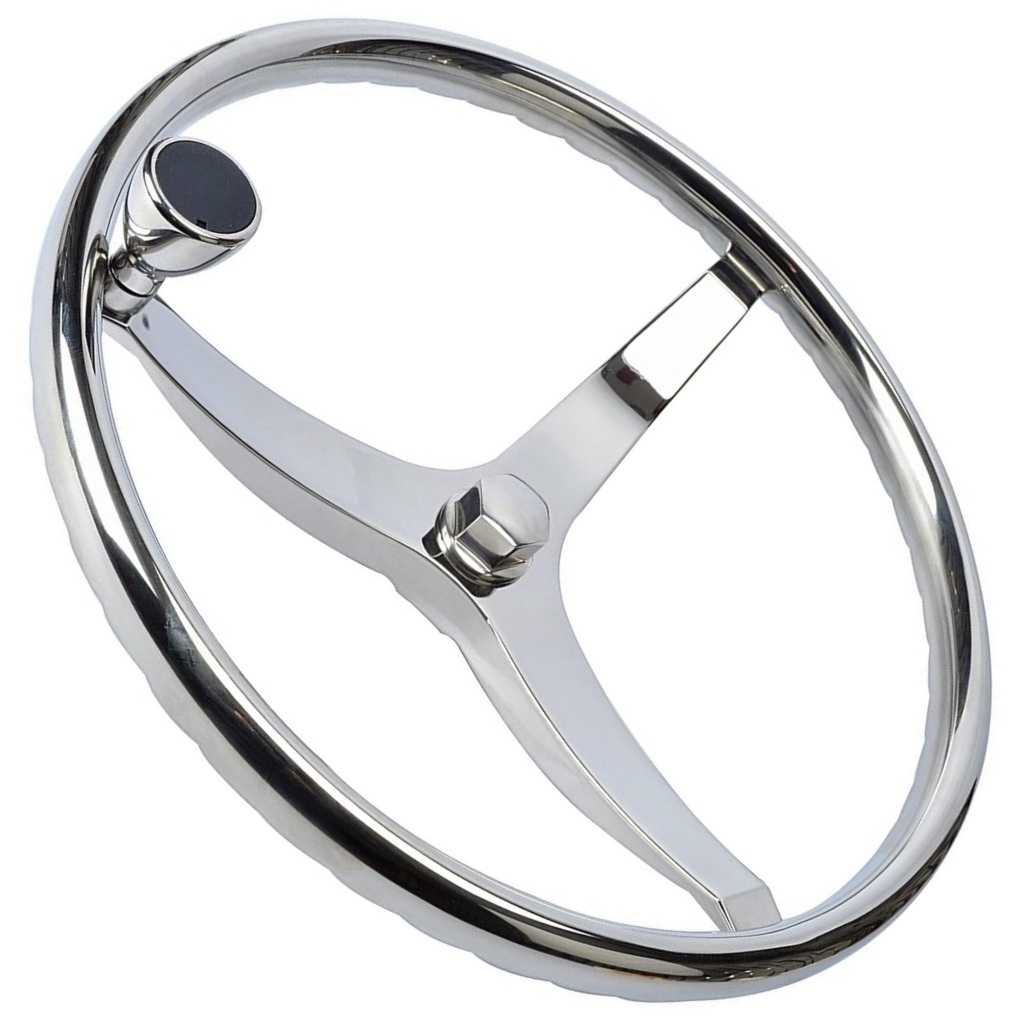 Volante Três Raios Com Knob Inox Fundido 15-1/2"