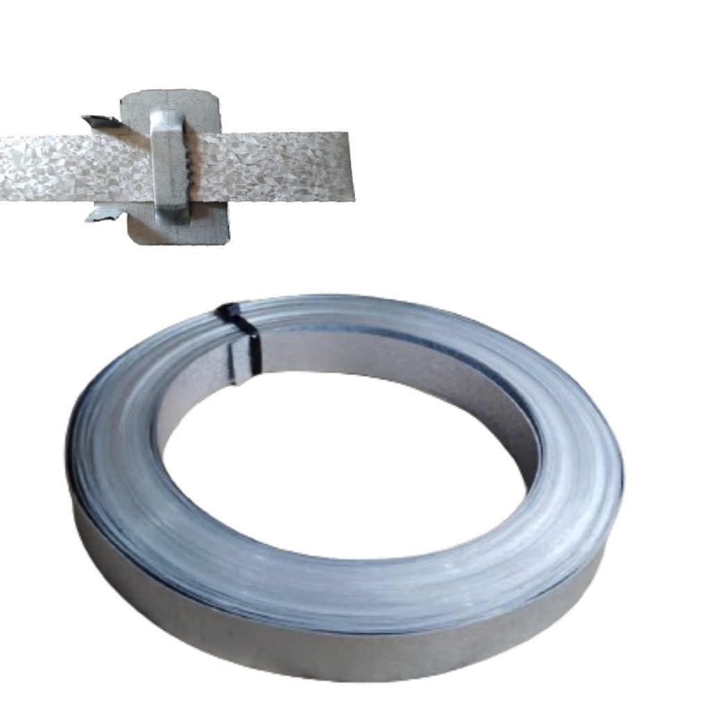 Fita Aço Galvanizado Lisa 3/4  Com 30mts e 30 unidade de fecho dentado