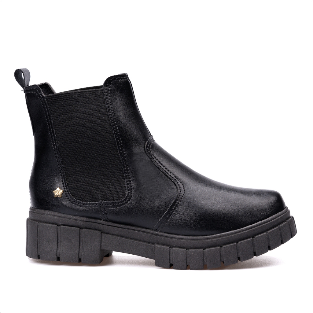 Bota Infantil Menina Fashion Chelsea Tratorada Cano Com Elástico