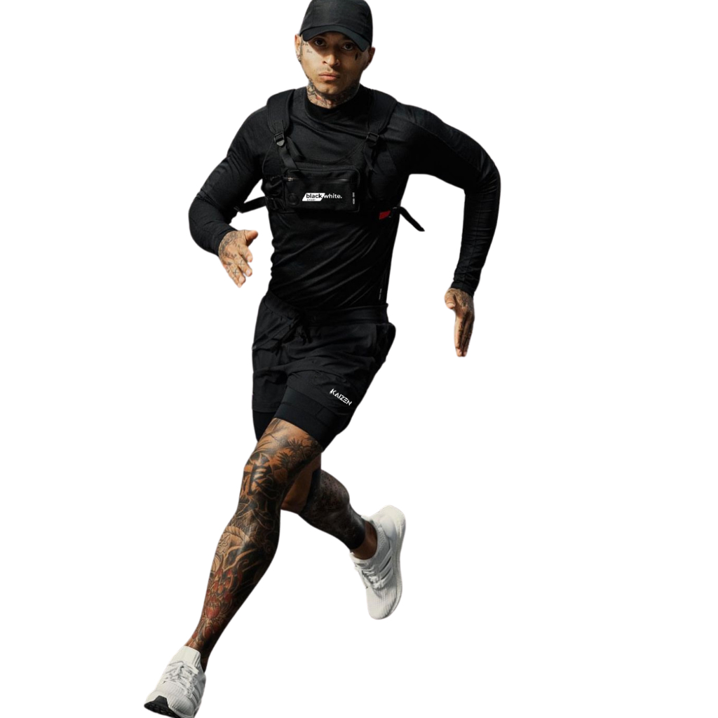 shorts 2 em 1 academia e treino sport fit dry fit com elastano com proteçao uv CROS FIT