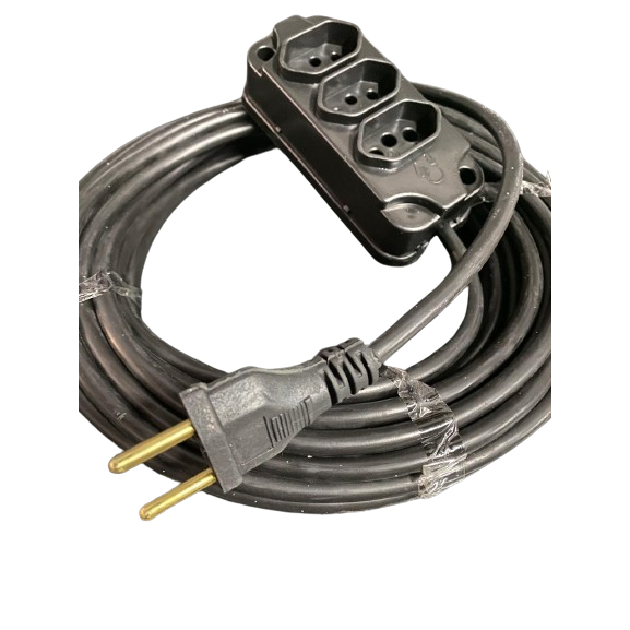Extensão Elétrica 10 Metros, 15 Metros, 20 Metros e 25 Metros Cabo PP 2x2,5mm Plug 10a