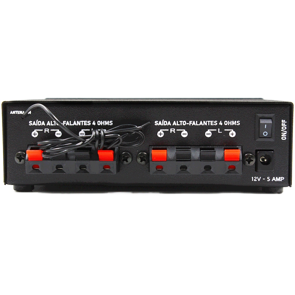 Receiver Som Ambiente Leson 120w 4 Canais Bluetooth Amplificador Pro Home Auxiliar Usb Micro SD