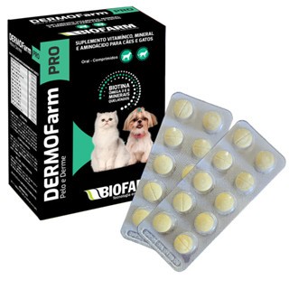 Kit C/2 Dermofarm Pro Biofarm Suplemento Vitamínico Cães e Gatos  - 10 comprimidos cada em Oferta na Shopee