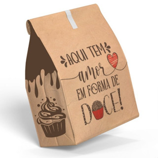 100 Sacos Kraft Para Doces Pudim Brigadeiro Cookie Muffins Delivery P/ Confeitarias e Doce...