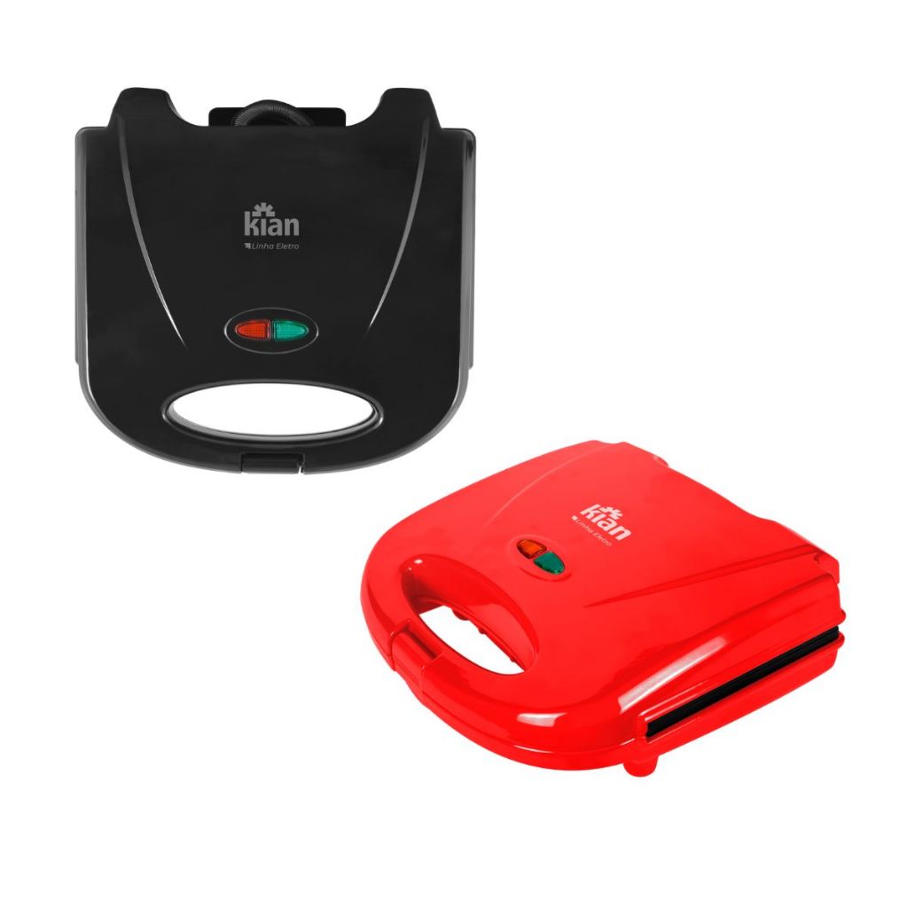 Sanduicheira e Grill 2 em 1 Antiaderente Misteira 750w Vermelha Preta 127V ou 220V Kian Linha Eletro