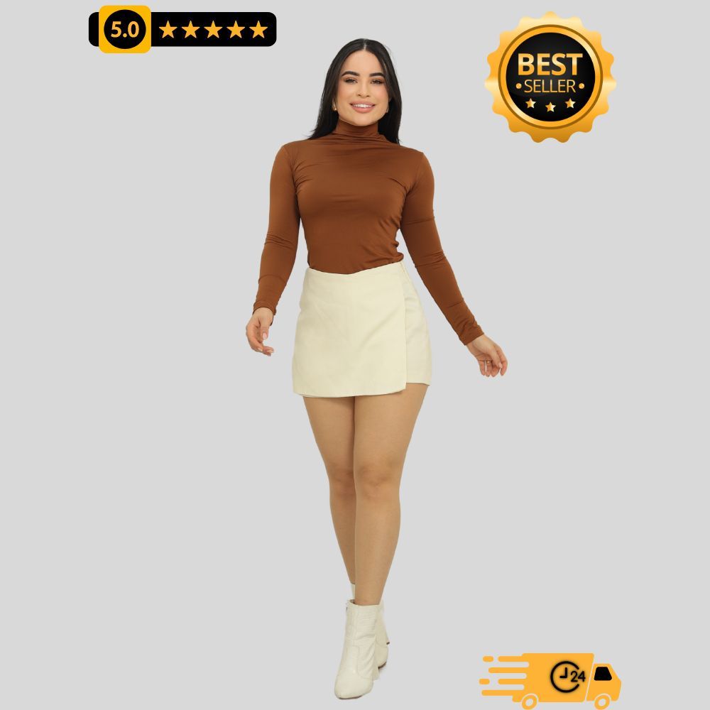 Blusa Feminina Cacharrel Gola Alta Manga Longa Suplex Segunda Pele Promoção Inverno