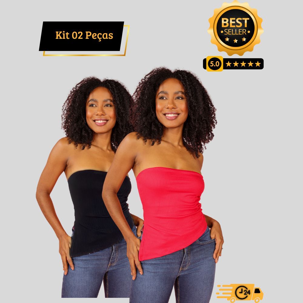 Kit 2 Blusas Feminina Tomara que Caia Assimétrica Canelada: O Ponto Alto da Moda Moderna