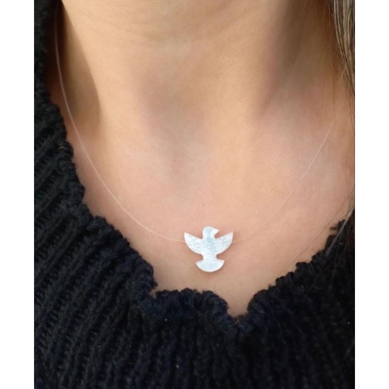 Colar nylon de Prata 0925 Legítima Espírito Santo de madrepérola