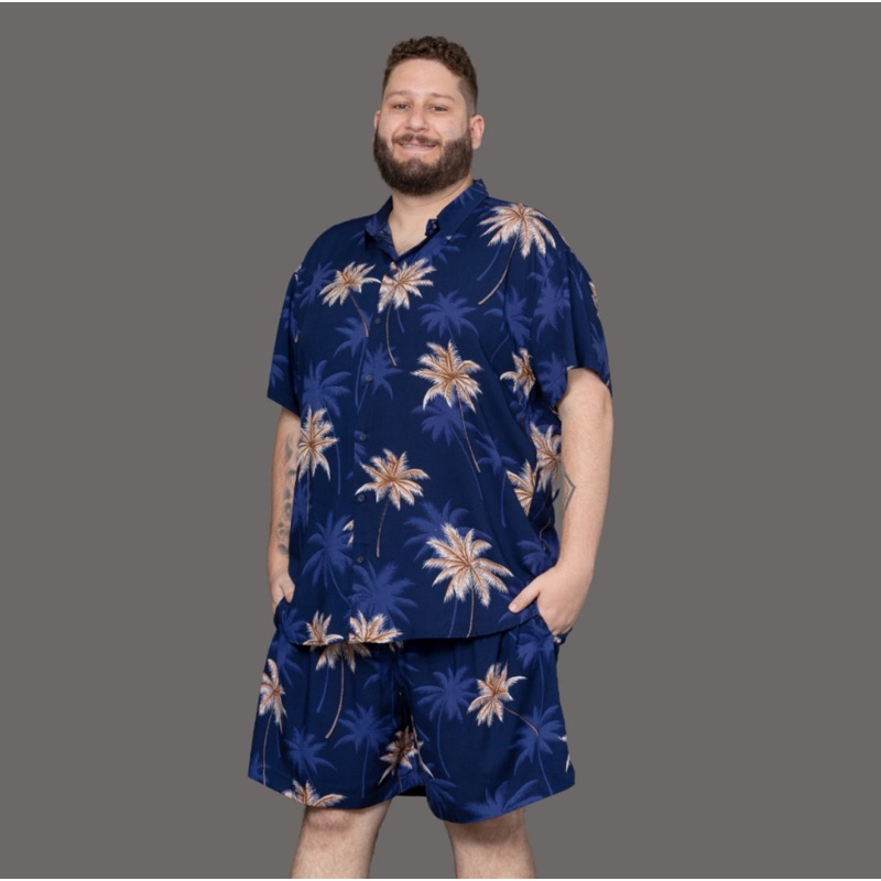 Conjunto Masculino Tamanho Grande Estampado Plus Size Floral