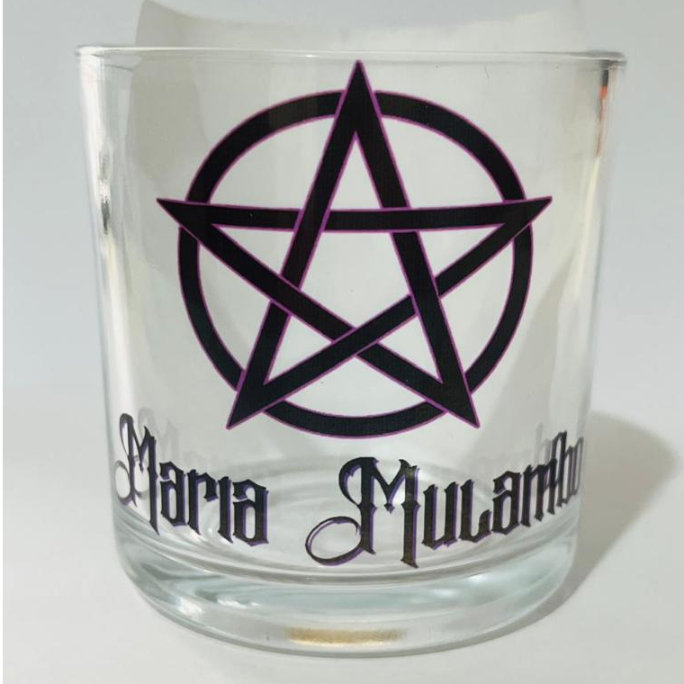 COPO DE BEBIDAS MARIA MULAMBO PENTAGRAMA UMBANDA QUIMBANDA E CANDOMBLÉ 260ML