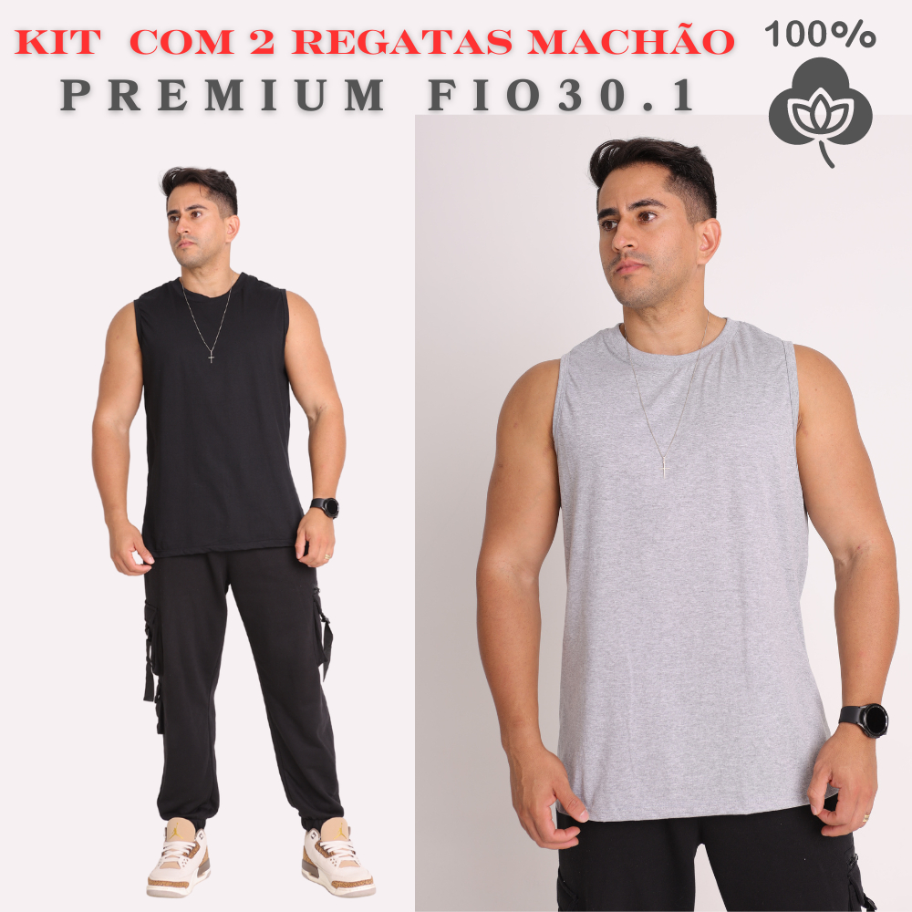 kit com 2 Regatas Machão Masculinas em Oferta na Shopee