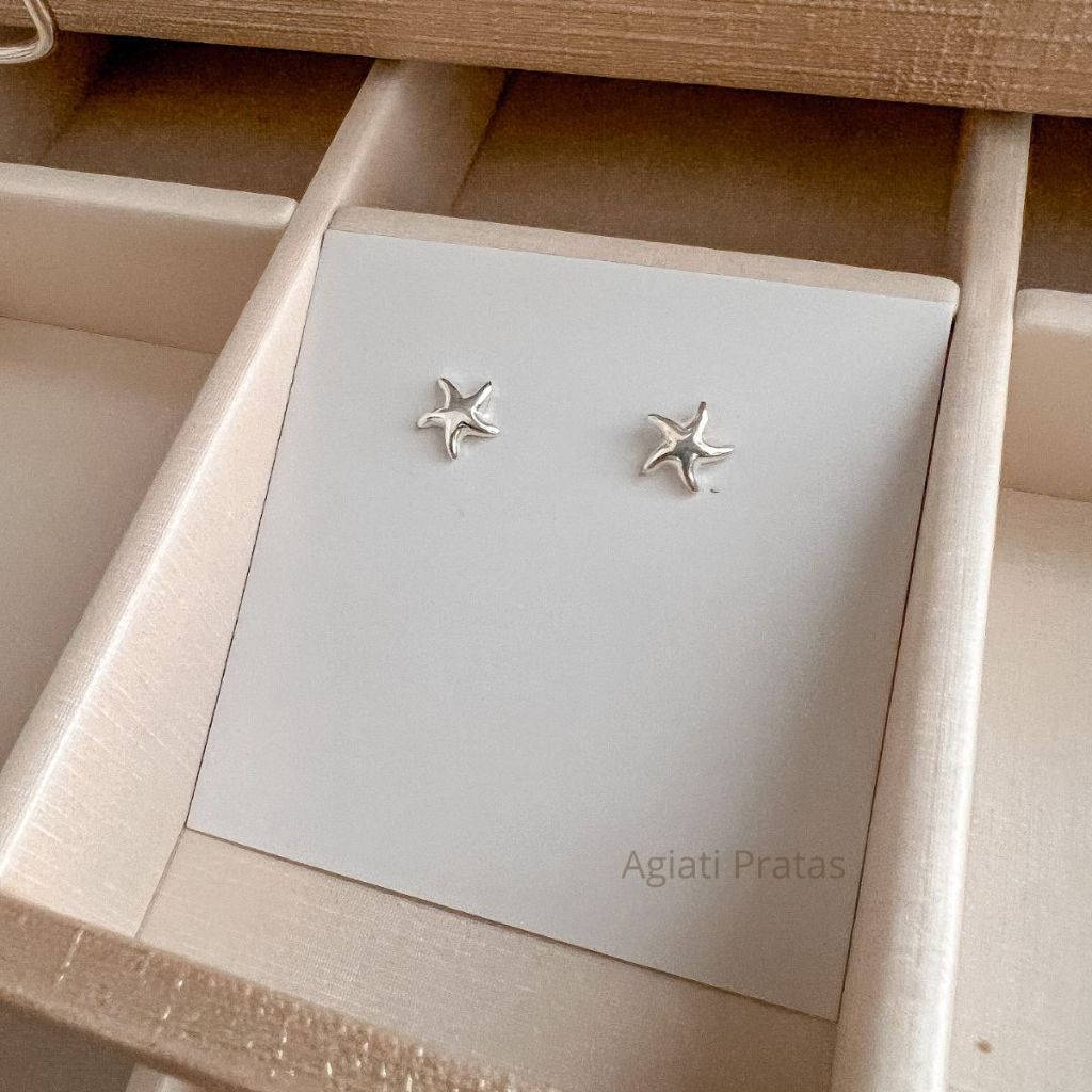 Brinco Estrela do Mar Polida em Prata 925 Legitima
