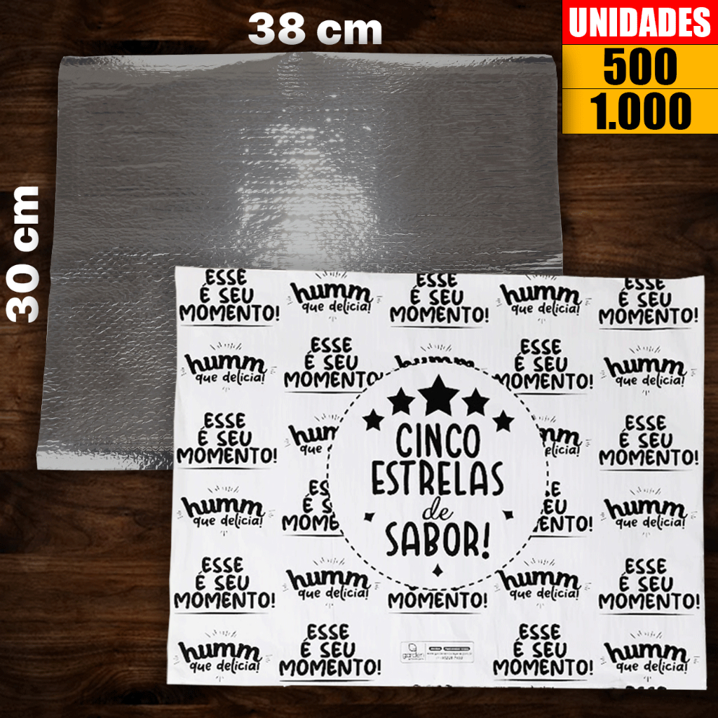 Papel Acoplado Térmico Laminado Papel Embrulho Metalizado 500 Unidades em Oferta na Shopee